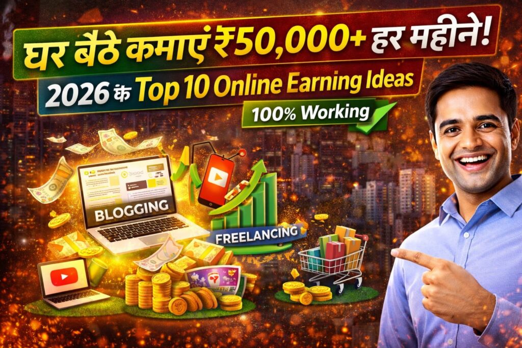 Earn ₹50,000+ per month from home! Top 10 Online Earning Ideas of 2026 (100% Working)